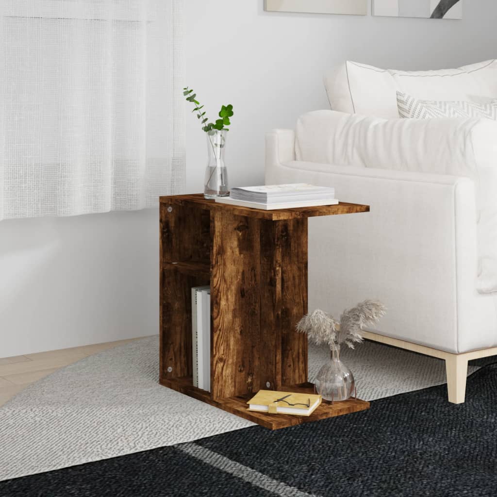 Bijzettafel 50X30X50 Cm Bewerkt Hout Artisanaal Eikenkleur