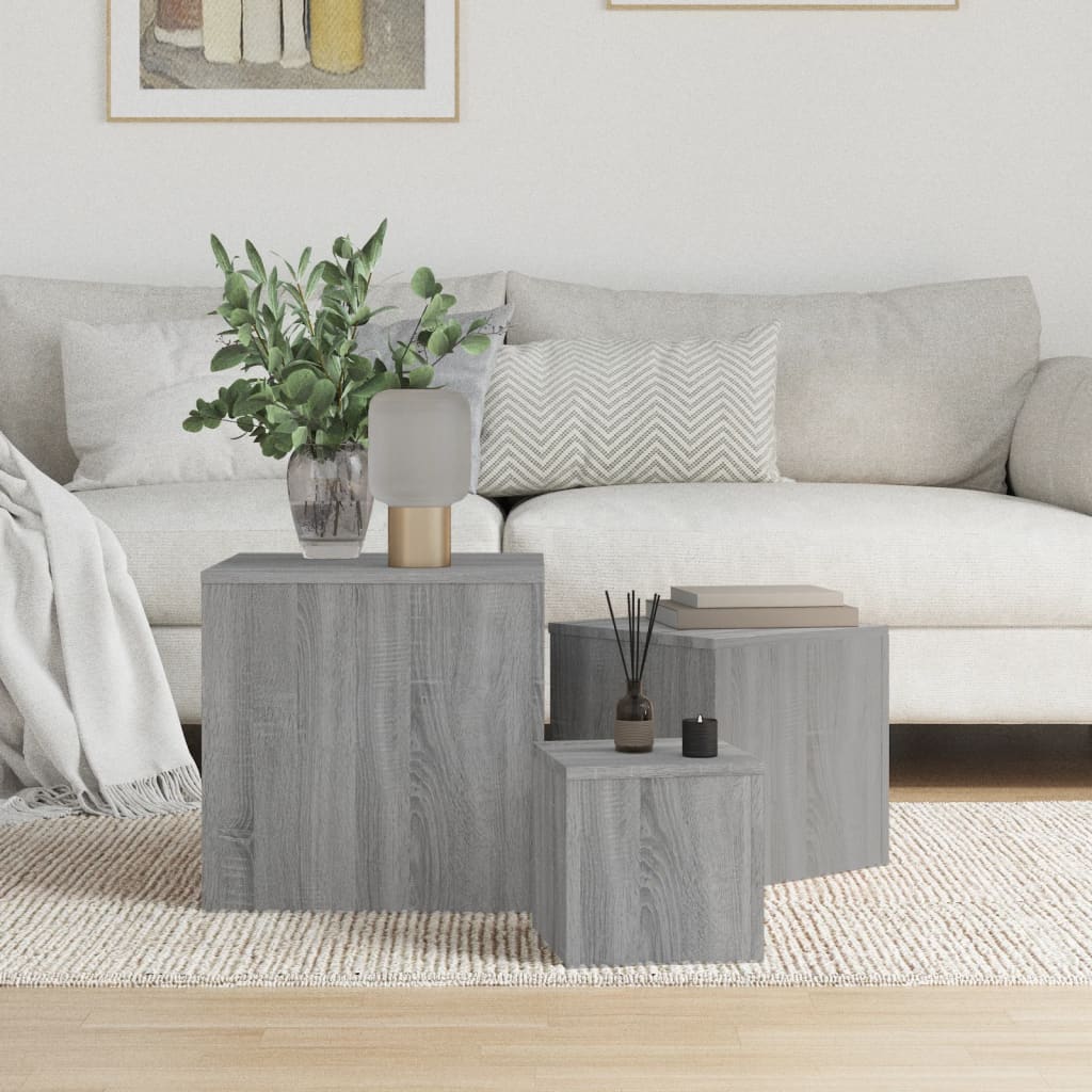 Bijzettafels Bewerkt Hout Artisanaal Eikenkleur