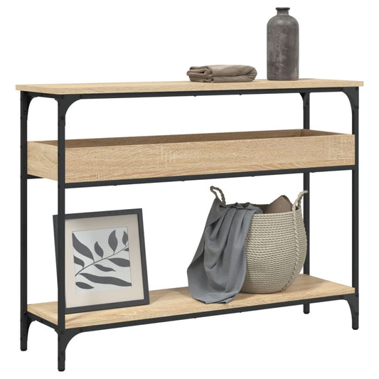 Wandtafel Met Schap 100X29X75 Cm Bewerkt Hout Kleur