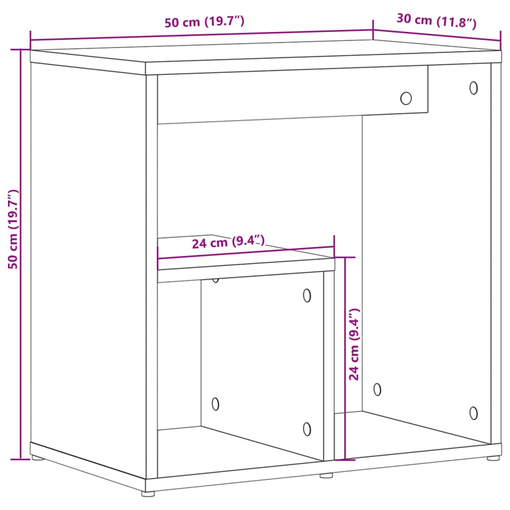 Bijzettafels 50X30X50 Cm Bewerkt Hout Kleurig