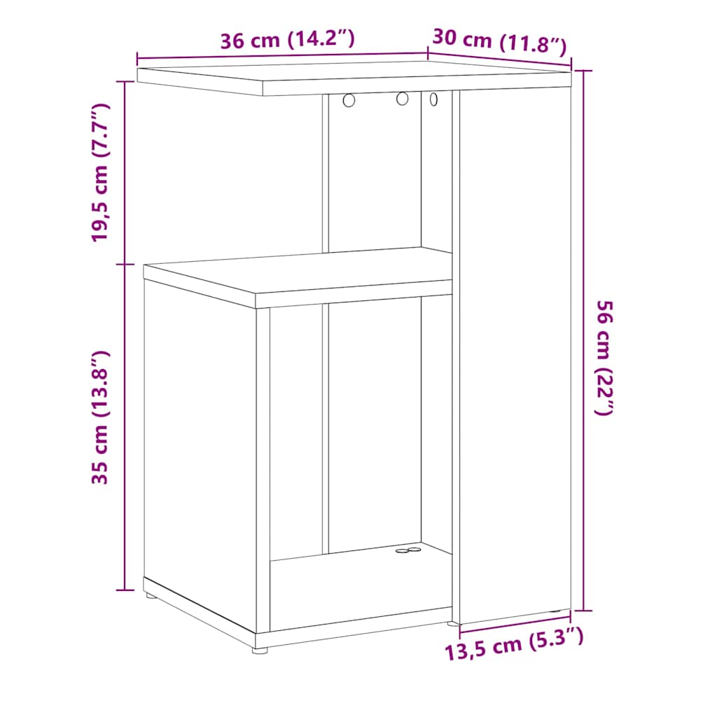 Bijzettafel 50X30X50 Cm Bewerkt Hout Artisanaal Eikenkleur