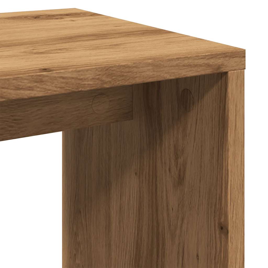 3-Delige Tafeltjesset Bewerkt Hout Artisanaal Eikenkleur