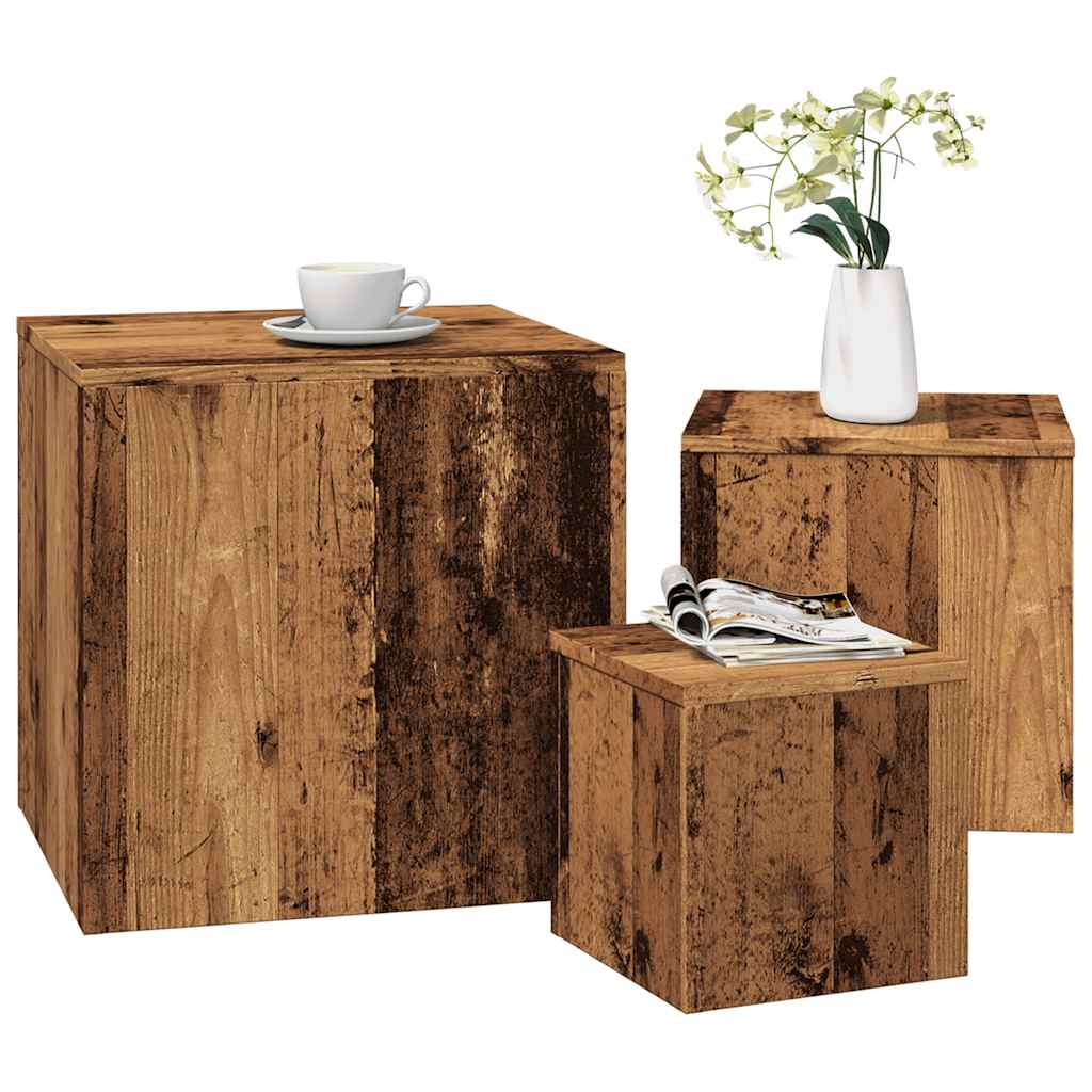 Bijzettafels Bewerkt Hout Artisanaal Eikenkleur