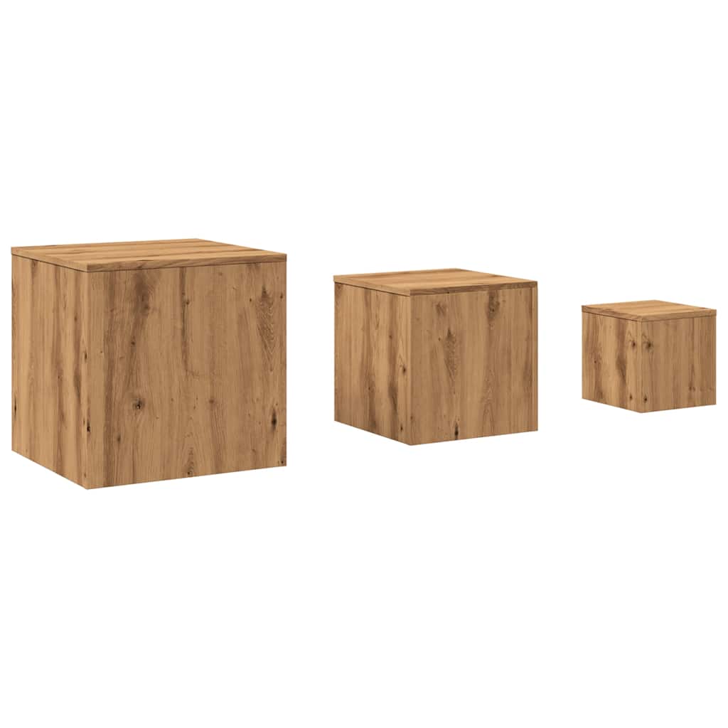 Bijzettafels Bewerkt Hout Artisanaal Eikenkleur