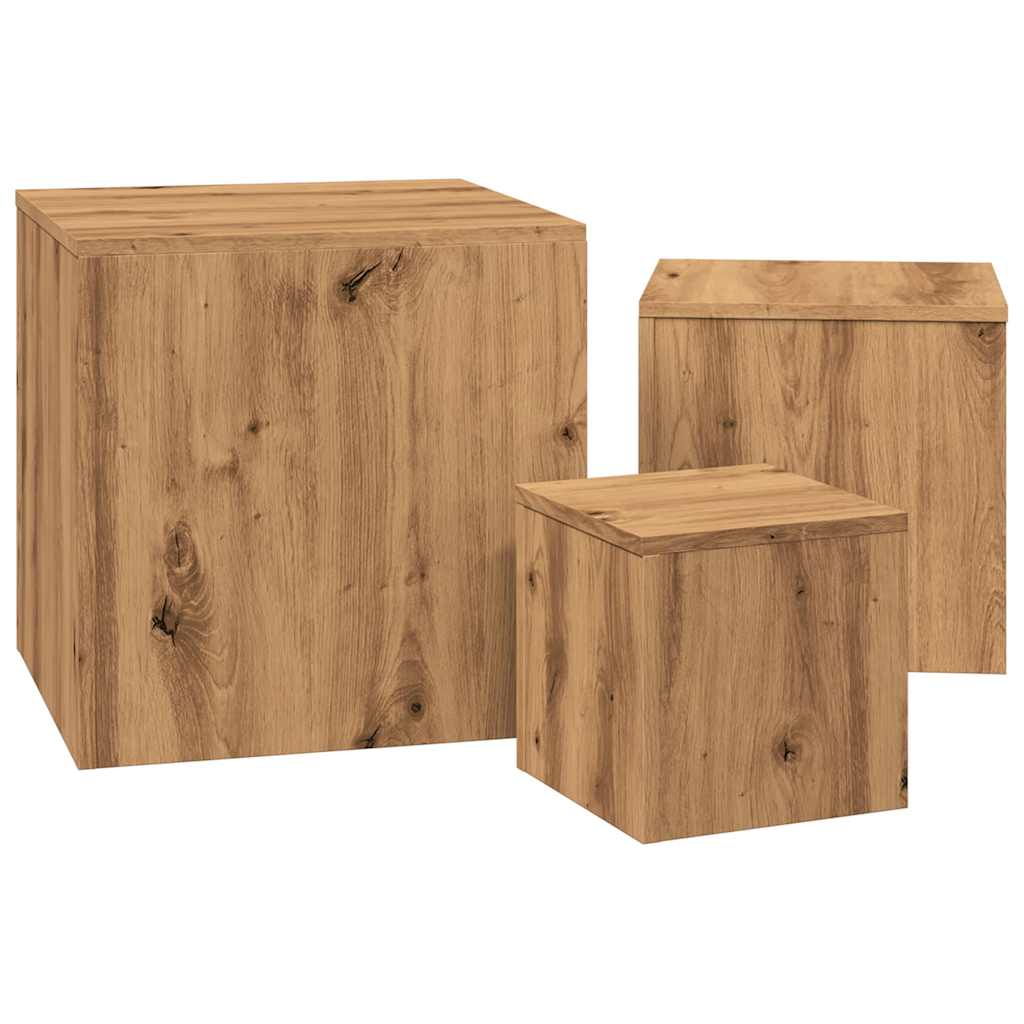 Bijzettafels Bewerkt Hout Artisanaal Eikenkleur