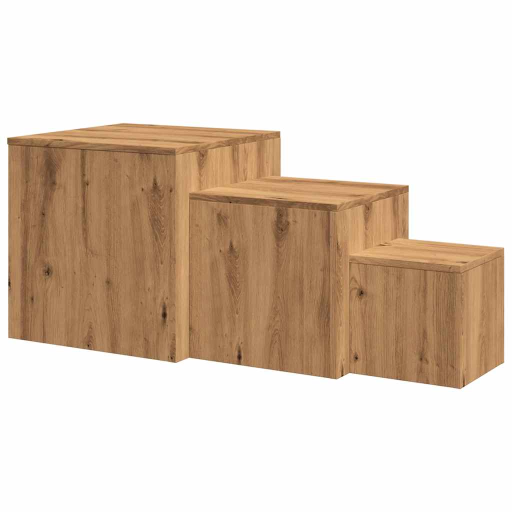 Bijzettafels Bewerkt Hout Artisanaal Eikenkleur